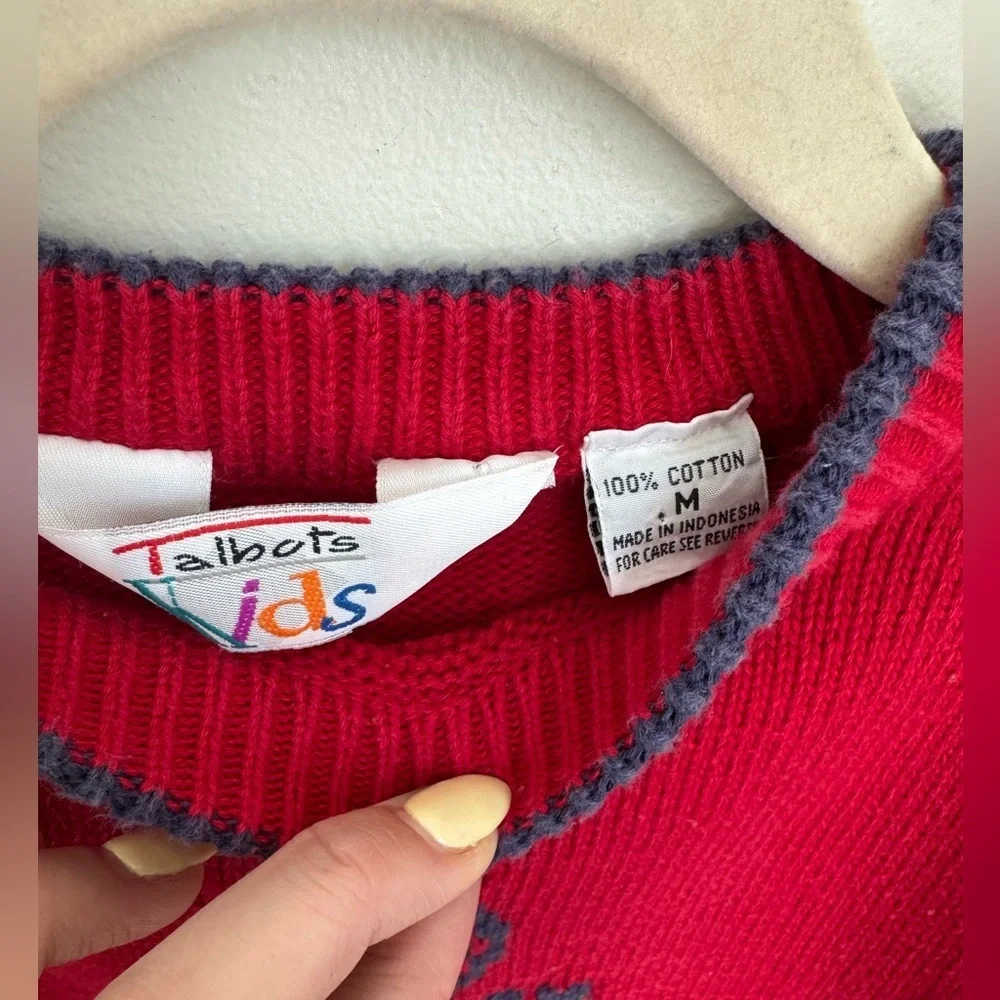 Talbot Kids Vintage Anchor Red Knit Crewneck Size M 100% Cotton